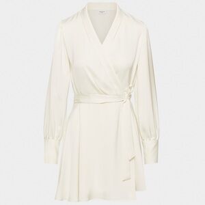 Babaton Cream Long Sleeve Wrap Dress
